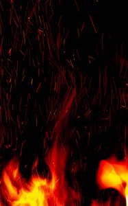 Preview wallpaper bonfire, flame, sparks, fire, black