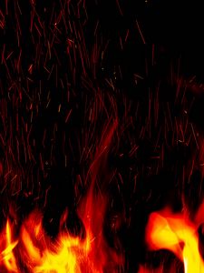 Preview wallpaper bonfire, flame, sparks, fire, black