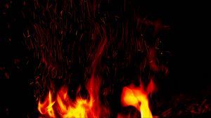 Preview wallpaper bonfire, flame, sparks, fire, black