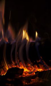 Preview wallpaper bonfire, log, fire, flame, dark