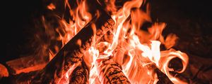 Preview wallpaper bonfire, logs, fire, flame, dark