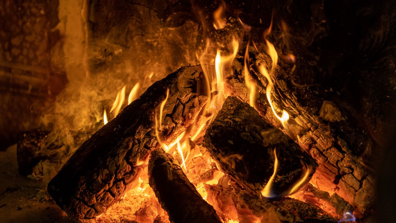 Wallpaper bonfire, logs, flame, fire, dark