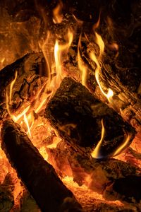 Preview wallpaper bonfire, logs, flame, fire, dark