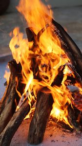 Preview wallpaper bonfire, logs, flame, fire