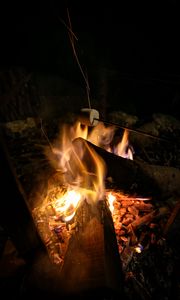 Preview wallpaper bonfire, marshmallow, camping, fire, night