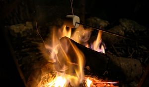 Preview wallpaper bonfire, marshmallow, camping, fire, night