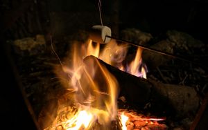 Preview wallpaper bonfire, marshmallow, camping, fire, night