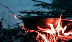 Preview wallpaper bonfire, pan, fire, camping