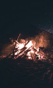 Preview wallpaper bonfire, sparks, logs, flame