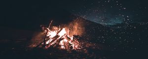 Preview wallpaper bonfire, sparks, logs, flame