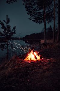 Preview wallpaper bonfire, sparks, night, camping