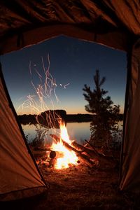 Preview wallpaper bonfire, tent, camping, night