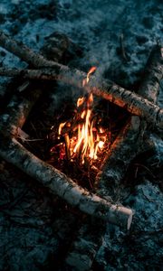 Preview wallpaper bonfire, wood, fire, flame