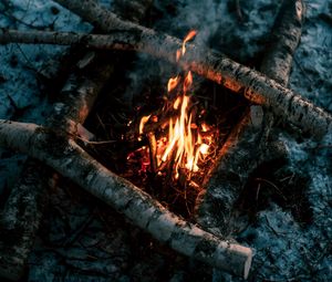 Preview wallpaper bonfire, wood, fire, flame