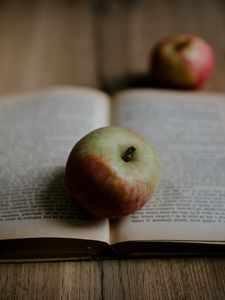 Preview wallpaper book, apple, fruit, ripe