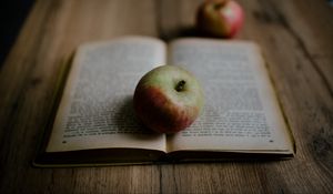 Preview wallpaper book, apple, fruit, ripe