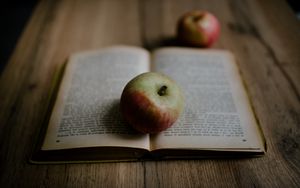 Preview wallpaper book, apple, fruit, ripe