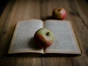 Preview wallpaper book, apple, fruit, ripe