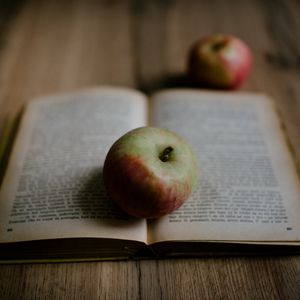 Preview wallpaper book, apple, fruit, ripe