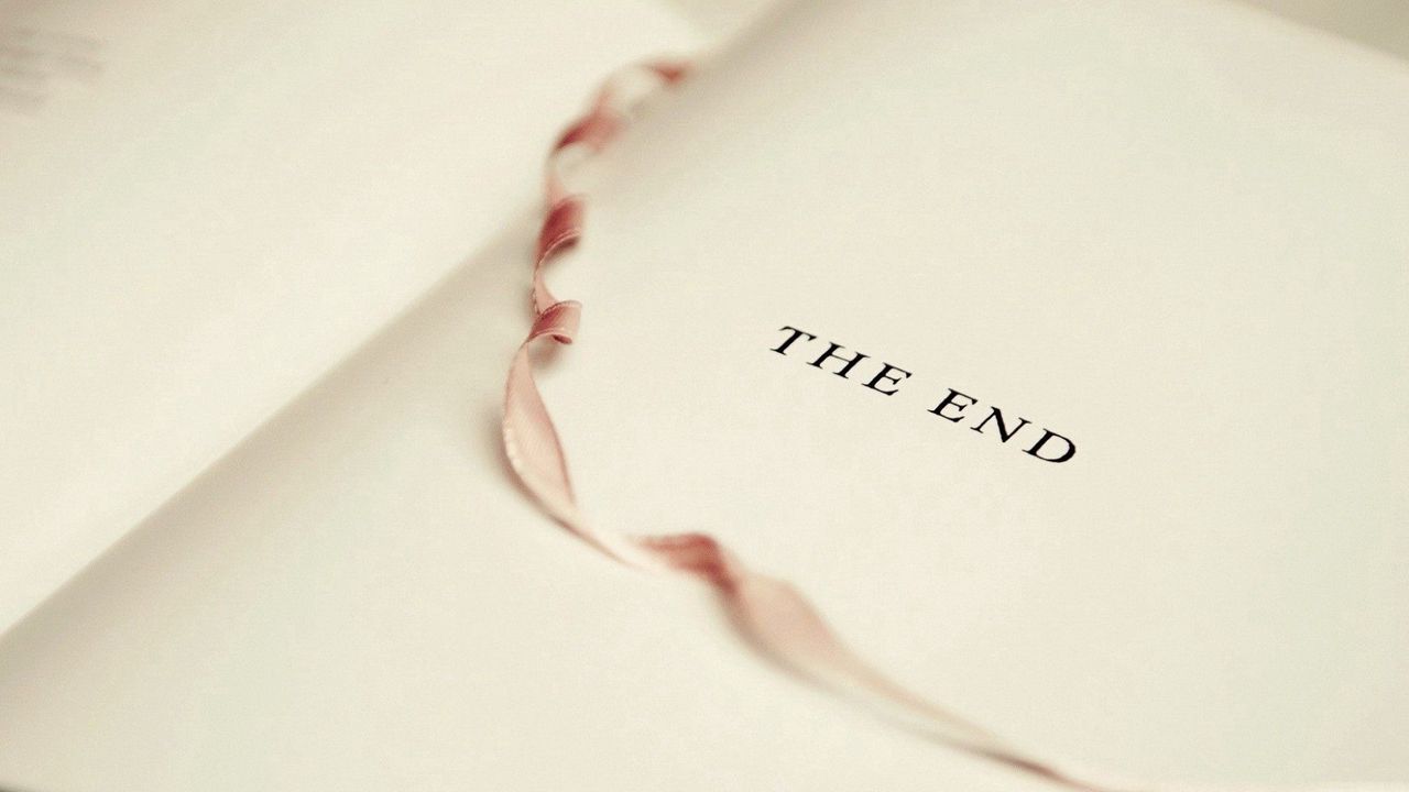Wallpaper book, bookmark, the end, letter
