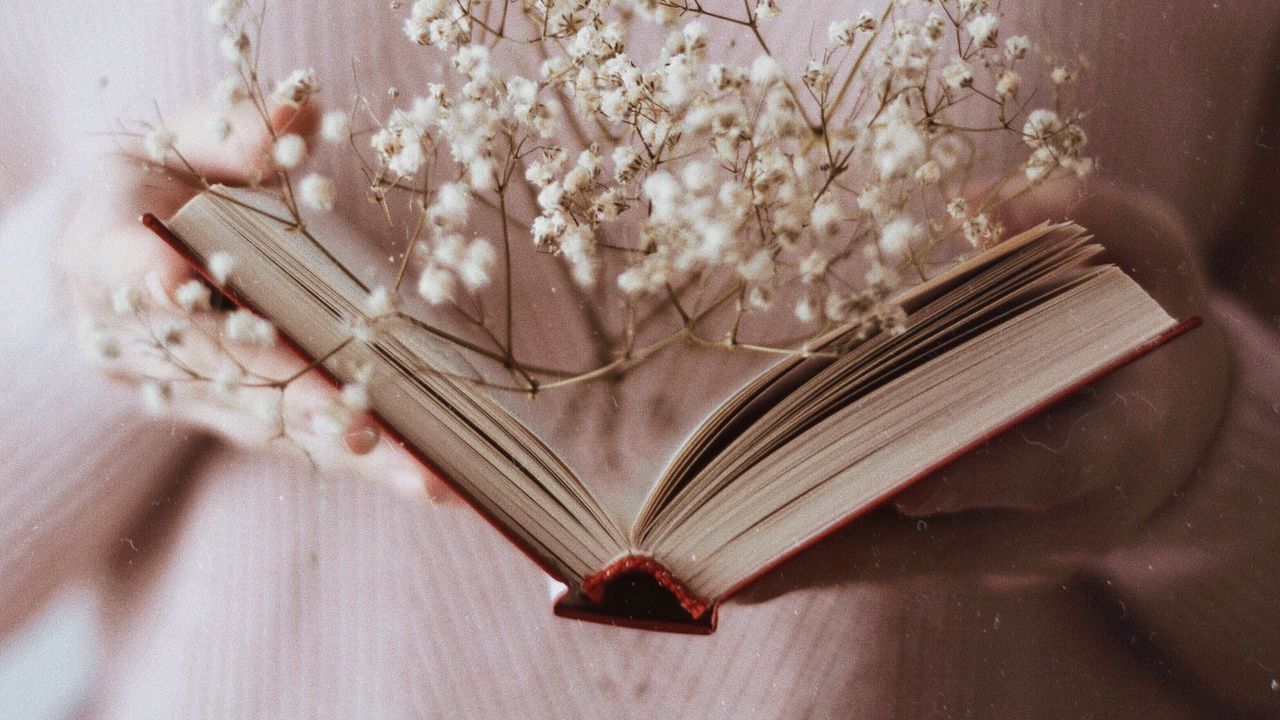 Wallpaper book, branch, flowers, white, open