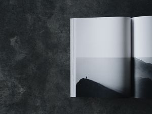 Preview wallpaper book, bw, silhouette, minimalism