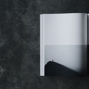 Preview wallpaper book, bw, silhouette, minimalism