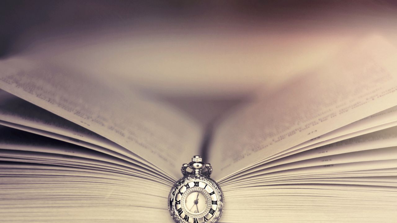 Wallpaper book, clock, bookmark, mood