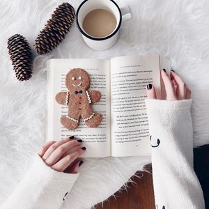 Preview wallpaper book, coffee, cookies, hands, aesthetics