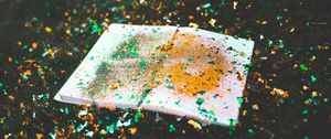 Preview wallpaper book, confetti, glitter, colorful, grass