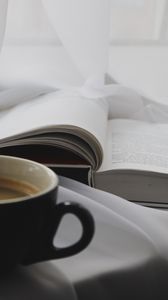 Preview wallpaper book, cup, coffee, comfort