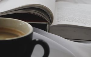 Preview wallpaper book, cup, coffee, comfort