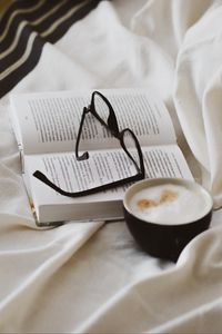 Preview wallpaper book, cup, glasses