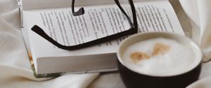 Preview wallpaper book, cup, glasses