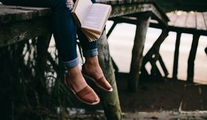 Preview wallpaper book, feet, reading, rest, solitude