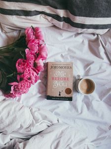 Preview wallpaper book, flowers, coffee, bed, mood