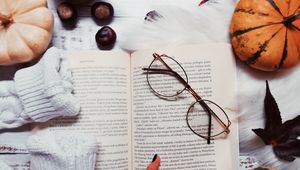 Preview wallpaper book, glasses, coffee, hand