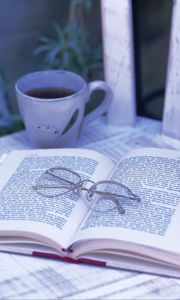 Preview wallpaper book, glasses, tea, chair, cup, garden