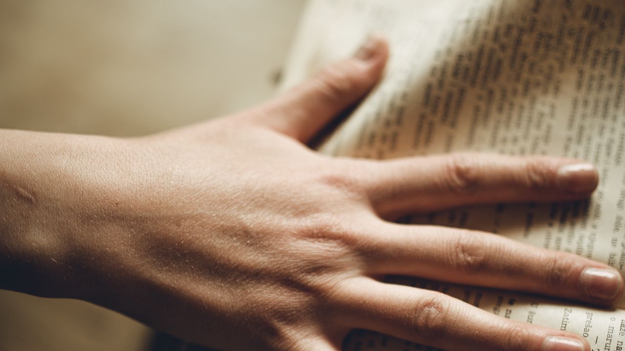 Wallpaper book, hand, pages, reading