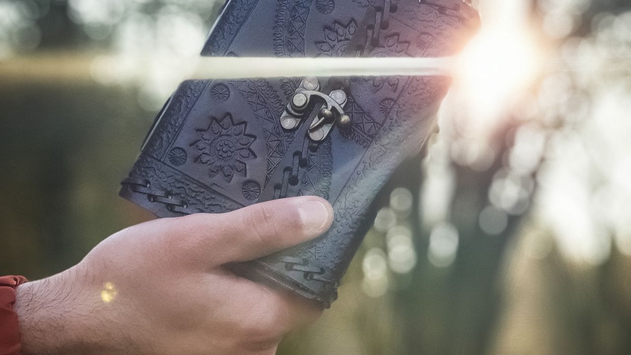 Wallpaper book, hand, sunlight, glare, cover