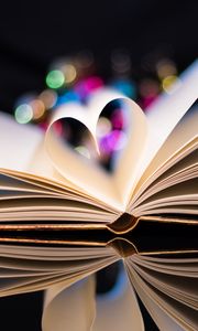 Preview wallpaper book, heart, bokeh, glare, reflection