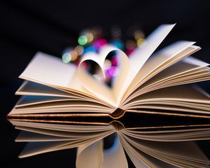 Preview wallpaper book, heart, bokeh, glare, reflection