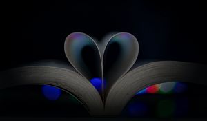Preview wallpaper book, heart, pages, dark