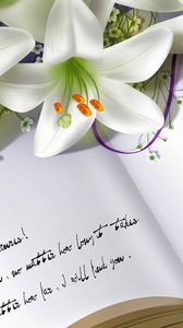 Preview wallpaper book, notebook, flowers, lilies