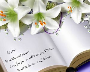 Preview wallpaper book, notebook, flowers, lilies