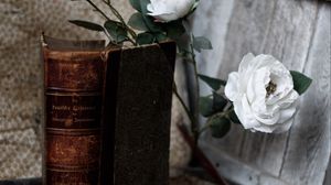 Preview wallpaper book, old, roses, flowers