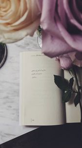 Preview wallpaper book, quote, roses, flowers