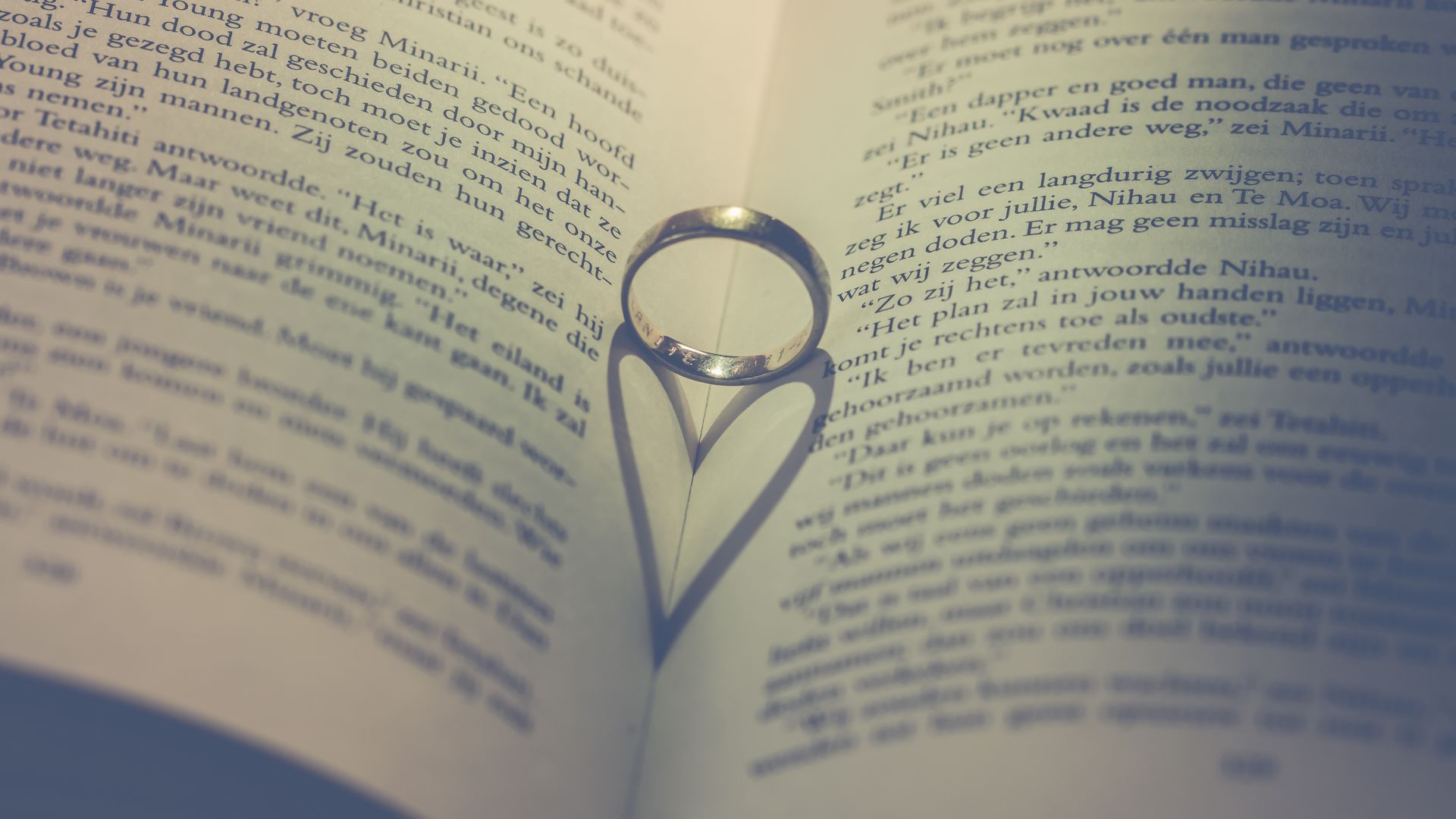 1920x1080 Wallpaper book, ring, heart, love