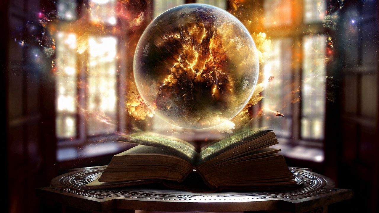 Wallpaper book, sphere, magic, sorcery
