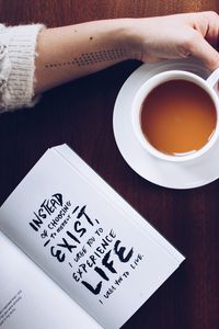 Preview wallpaper book, text, motivation, coffee, hand